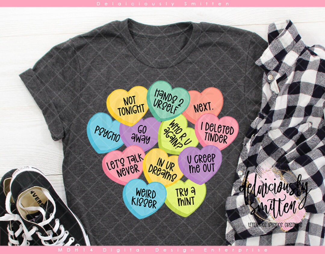Candy Hearts Funny SVG, Conversation Hearts Cut File, Candy Heart