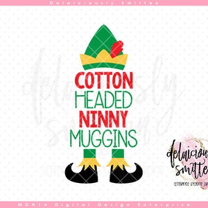 Cotton Headed Ninny Muggins SVG, Elfe svg, Elfenmütze svg, Elfenschuhe svg, Feiertagssvg, Instant Download, digital druckbare svg dxf jpg png