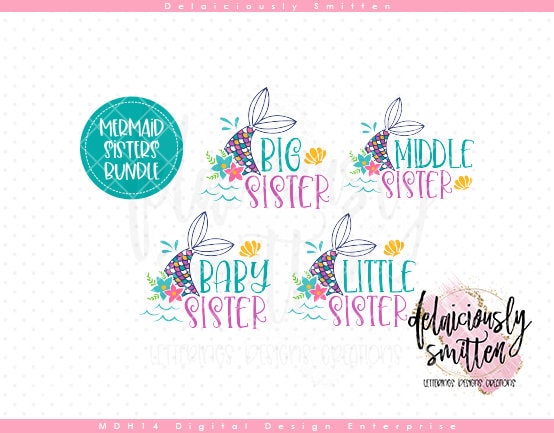Download Mermaid Sisters Bundle SVG Mermaid Family svg Mermaid Tail ...