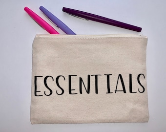 ESSENTIALS Makeup Bag Pencil Bag Bridesmaid Gift Birthday Gift Cosmetic Bag Best Friend Gift Teacher Gift Travel Bag Cheap Gifts for Women