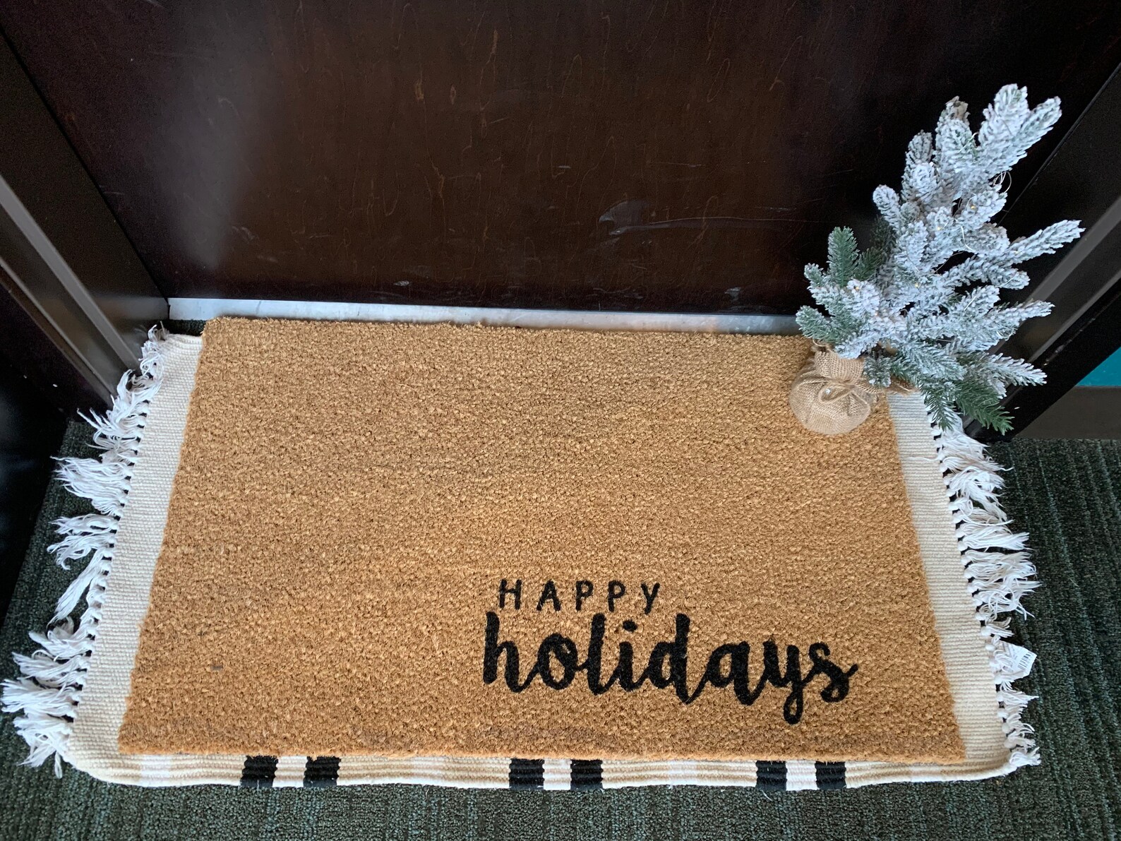 Happy Holidays Doormat Christmas Doormat Christmas Decor Holiday Decor