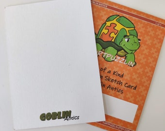 Goblin Antics - Commission Sketch Card - Message with Idea - Gift for Comics Fan, Man Cave, Trading Card, Hand Drawn, Nerdy, Geek