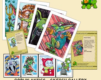 Goblin Antics - Sketch Gallery base set - Trading Card Set - 21 Cards Gift for Collector Roll Player