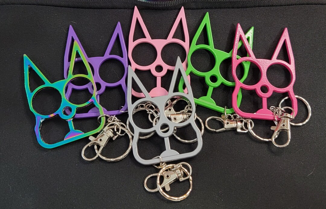 Safety Cat Knuckles Self Defense Key Chain Etsy