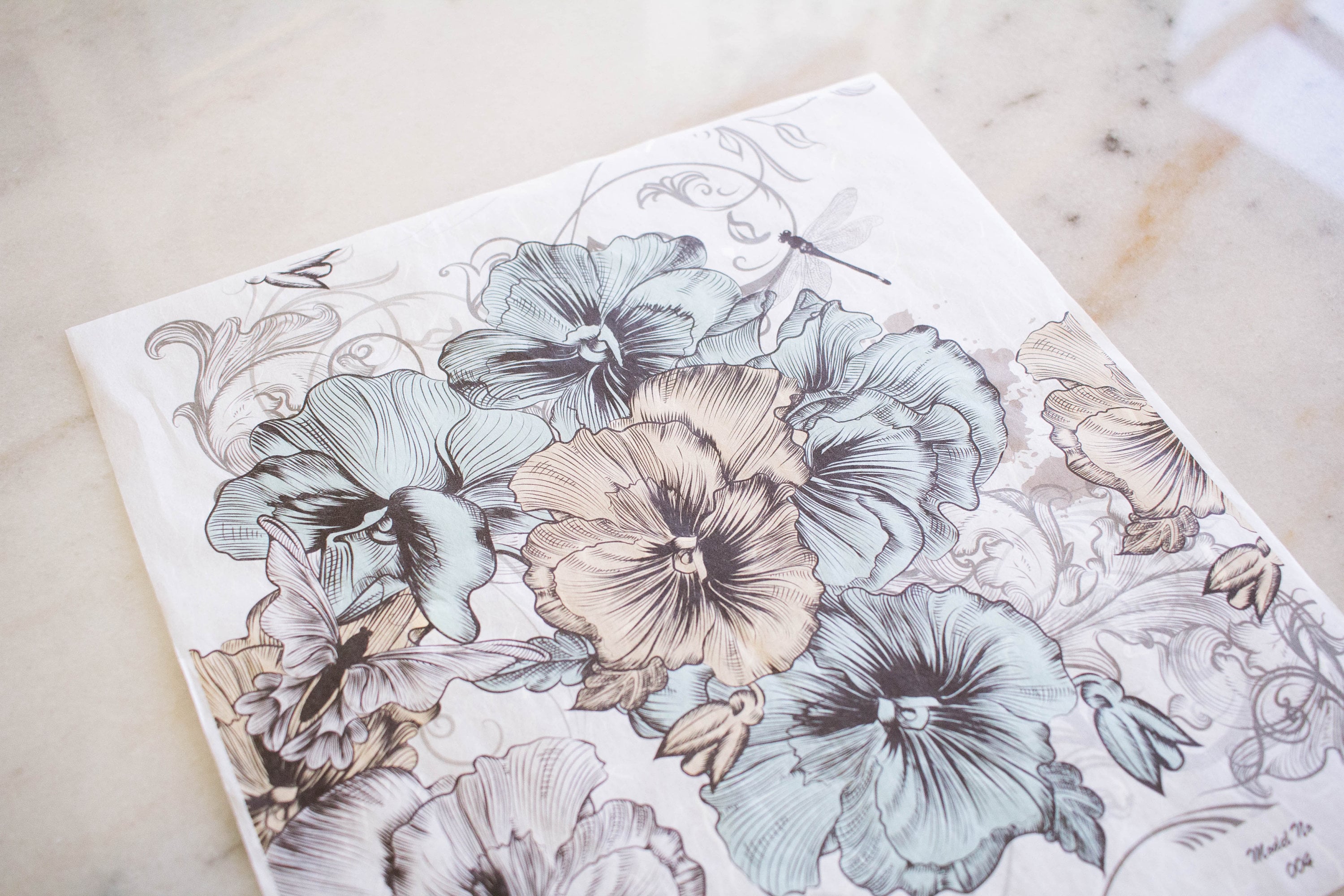 Blue and Yellow Floral Decoupage Paper From Dixie Belle Elite Etsy UK