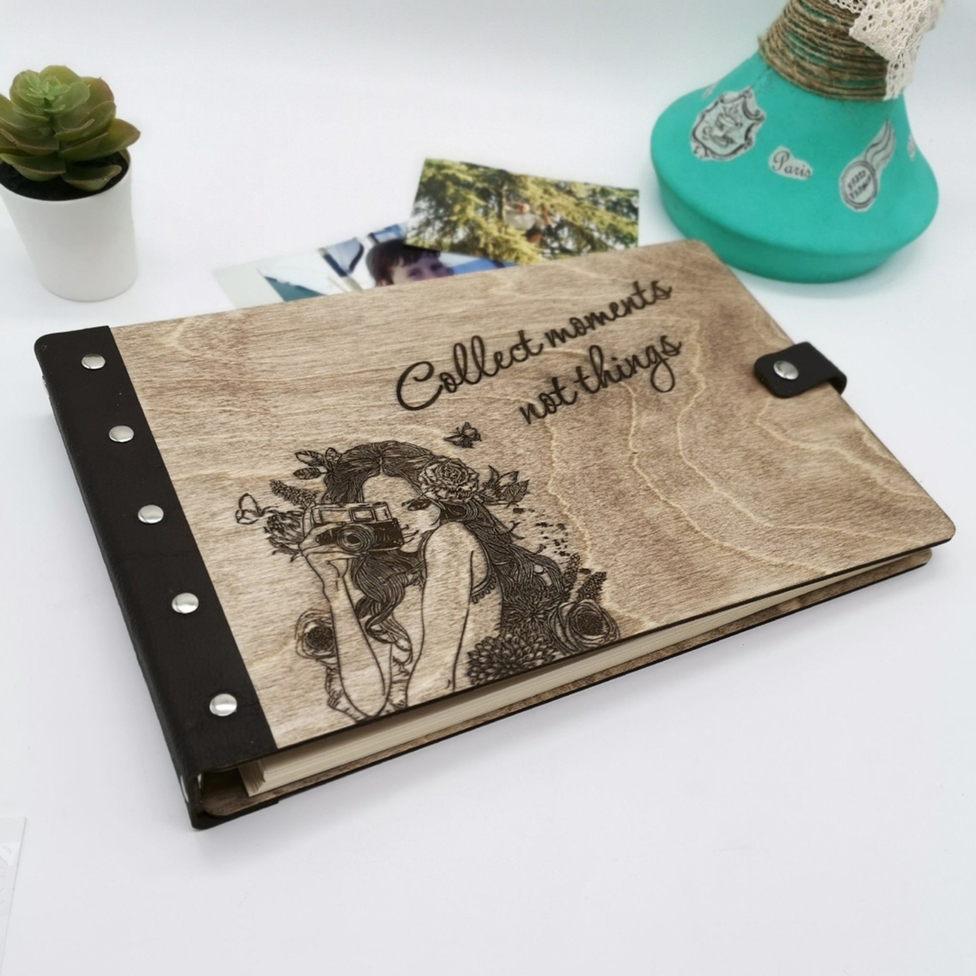 Wooden photo album Personalized engraved wedding photo album Etsy
