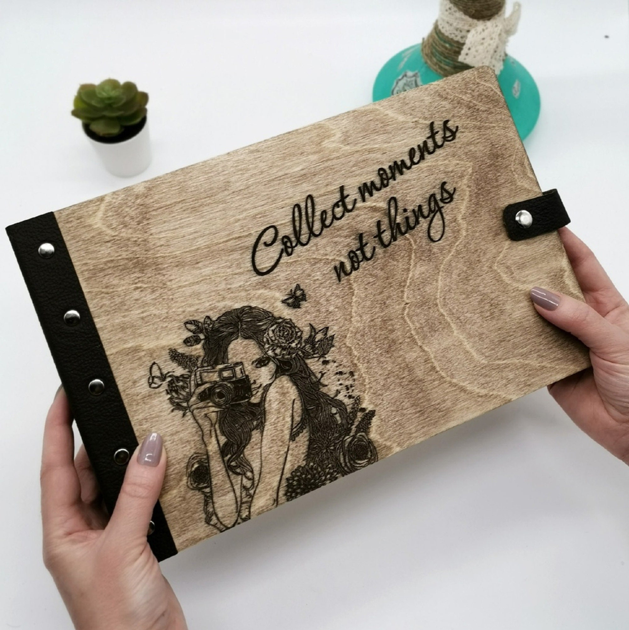 Wooden photo album Personalized engraved wedding photo album Etsy