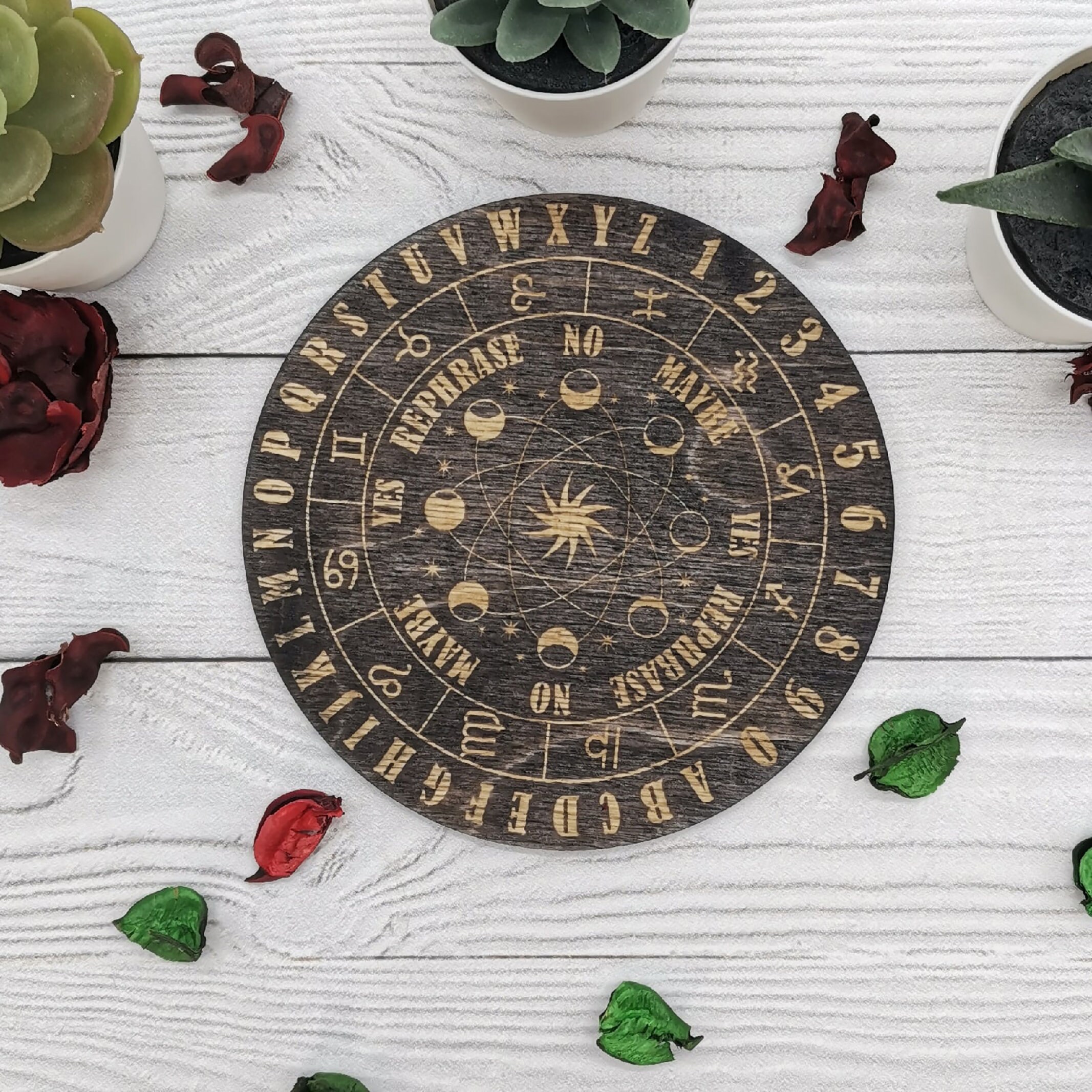 Pendulum board Wooden engraved divination board Pendulum Etsy