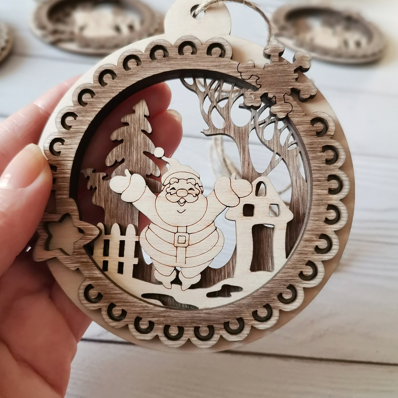 Wooden Christmas ornaments set set of 10 Christmas tree Etsy