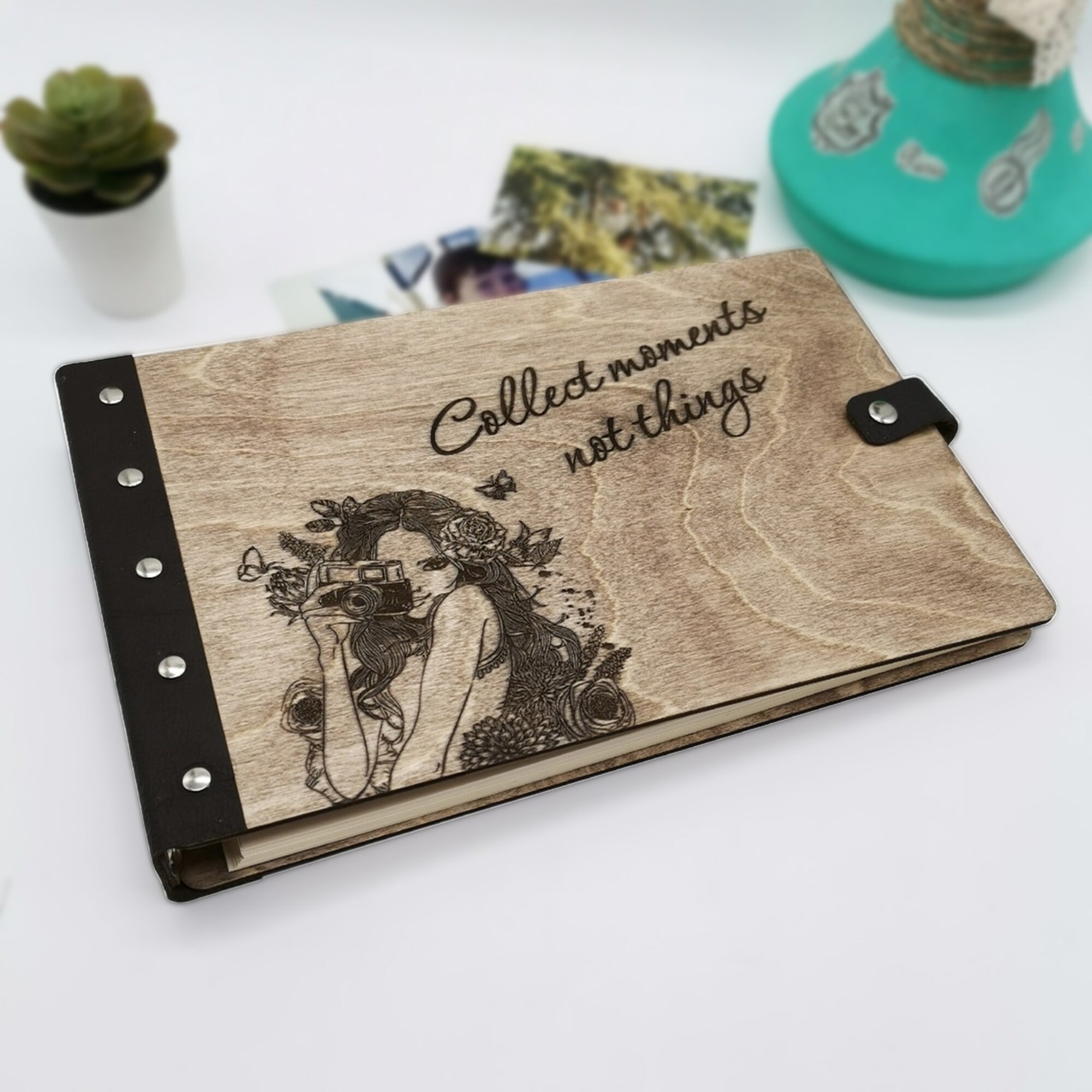 Wooden photo album Personalized engraved wedding photo album Etsy
