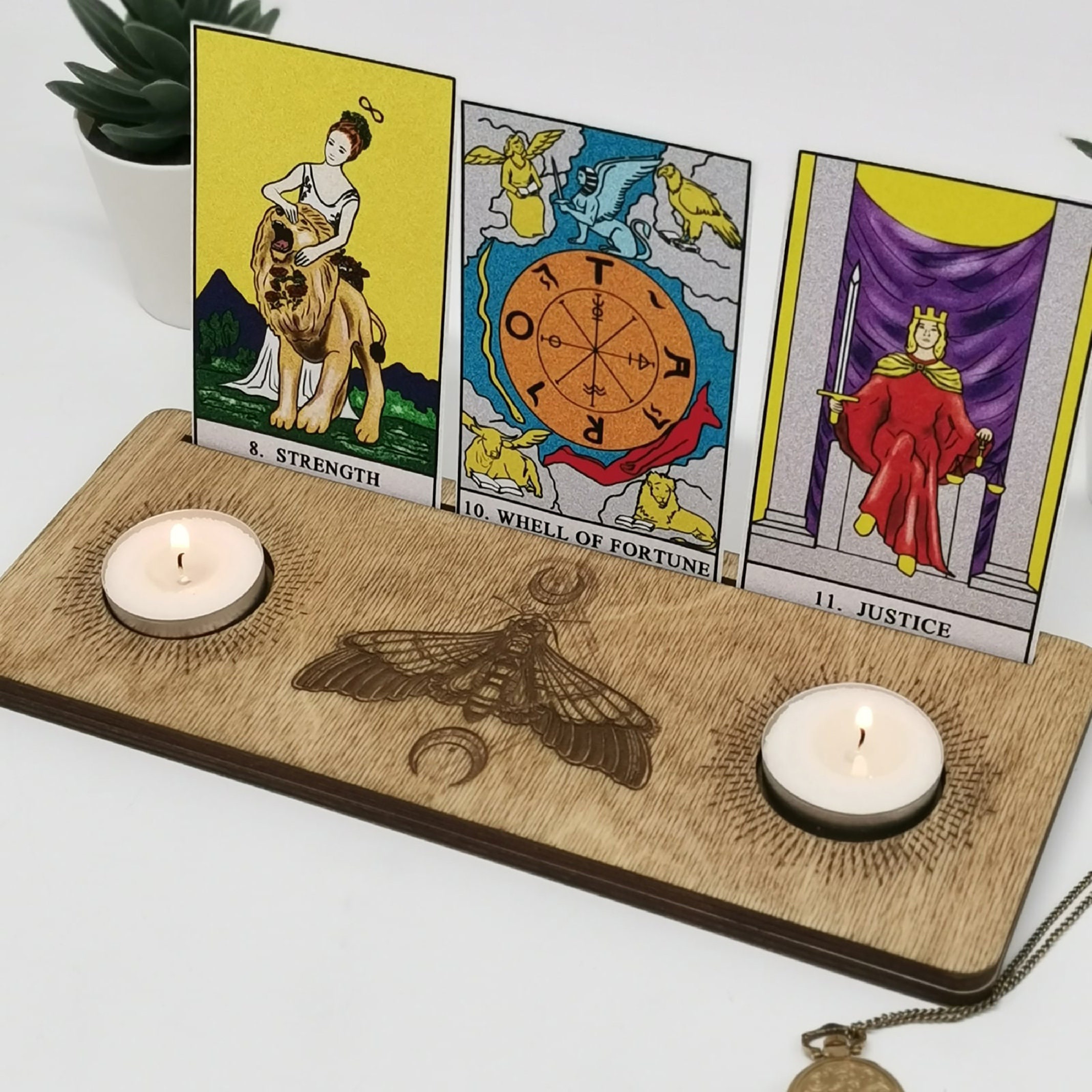 Wood tarot card holder Luna moth tarot cards stand for 3 Etsy