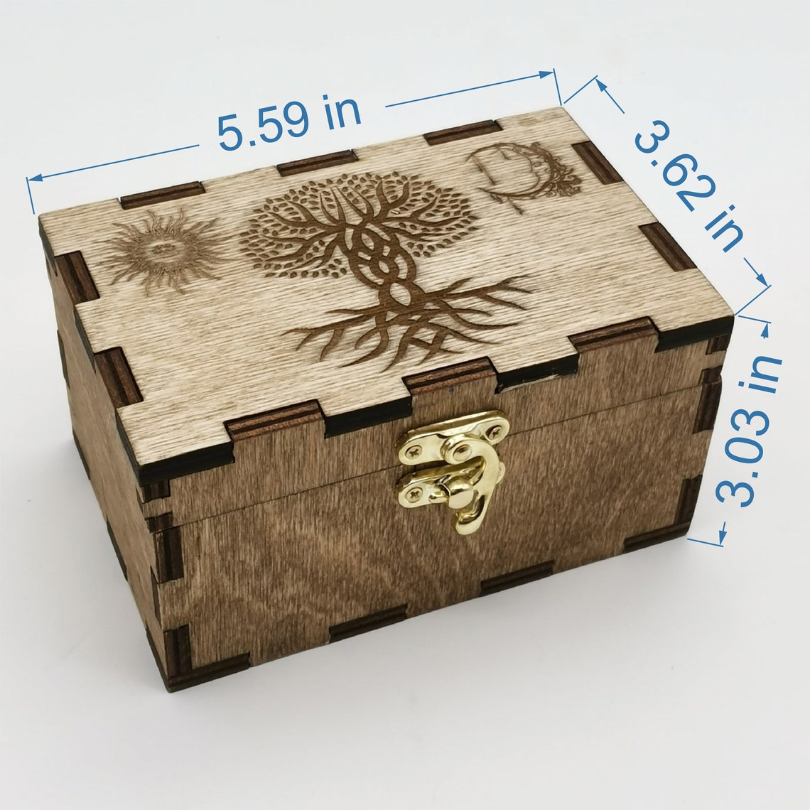 Wooden engraved tarot card box Wood box with lid and lock Etsy