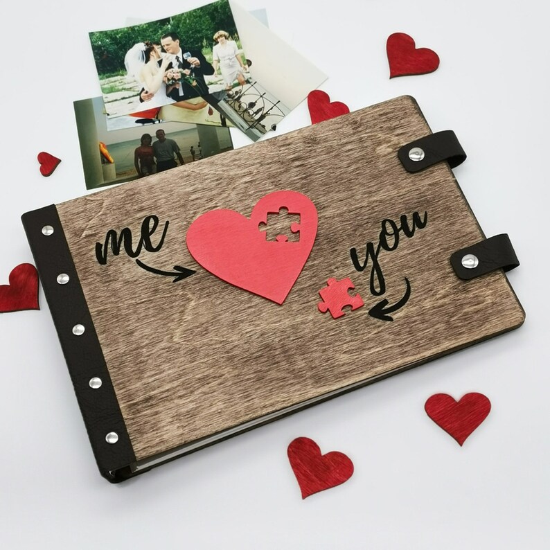 Wooden photo album personalized engraved Wood and leather Etsy