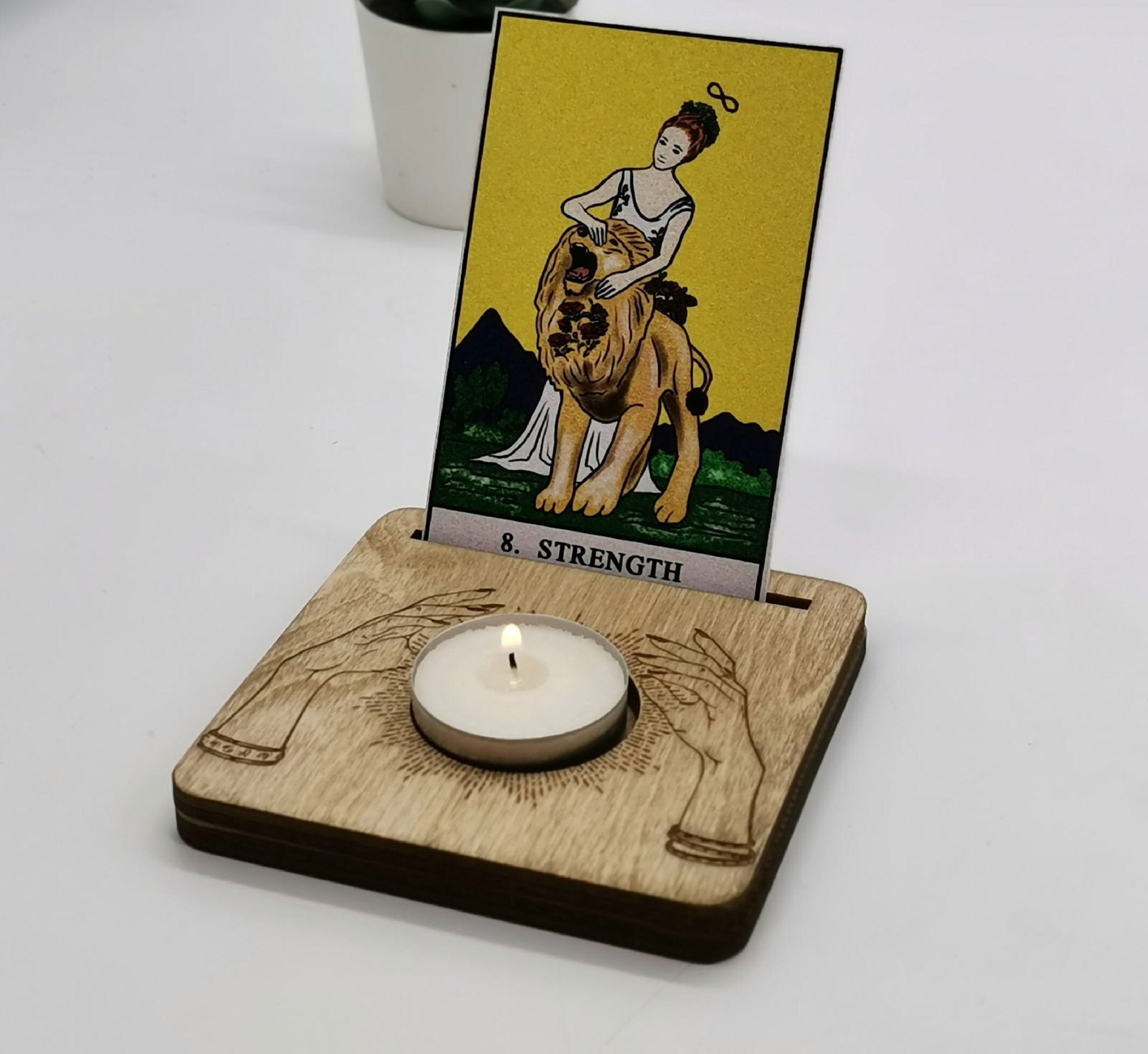 Wood tarot card holder Card of the day stand Etsy