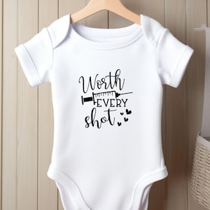 Baby Body IVF ICSI &quot;worth every shot&quot;, pregnancy announcement, short-sleeved bodysuit, IVF romper baby, 100% organic cotton, Baby 2025