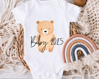 Baby 2025 Body Baby, Verkündung Schwangerschaft, Schwangerschaft mitteilen Bär