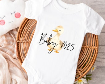 Baby 2025 Body Baby, Verkündung Schwangerschaft, Schwangerschaft mitteilen Ente Küken