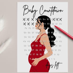 Cuenta regresiva para el bebé: 100 días para el nacimiento, Seguimiento de hitos UHU, Archivo digital imprimible de cuenta regresiva para el nacimiento del embarazo, A4, A3, A6 (PDF)
