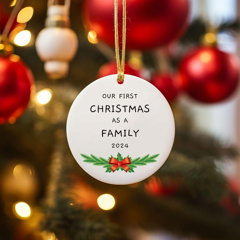 Ceramic Ornament, Family 2024 First Christmas Decoration, Special