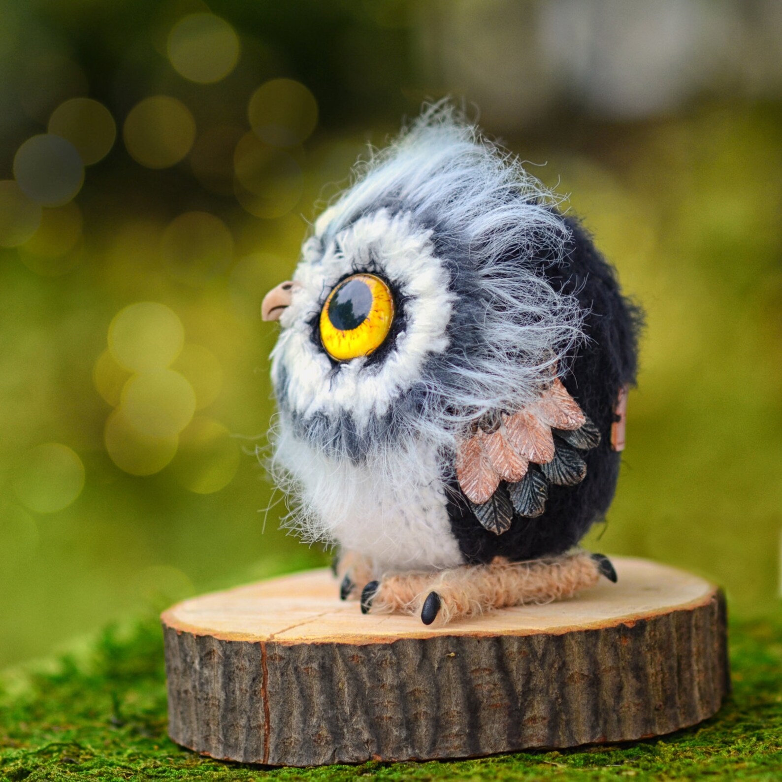 Owl miniature ART Owl animal toy sculpture OOAK owls artist Etsy