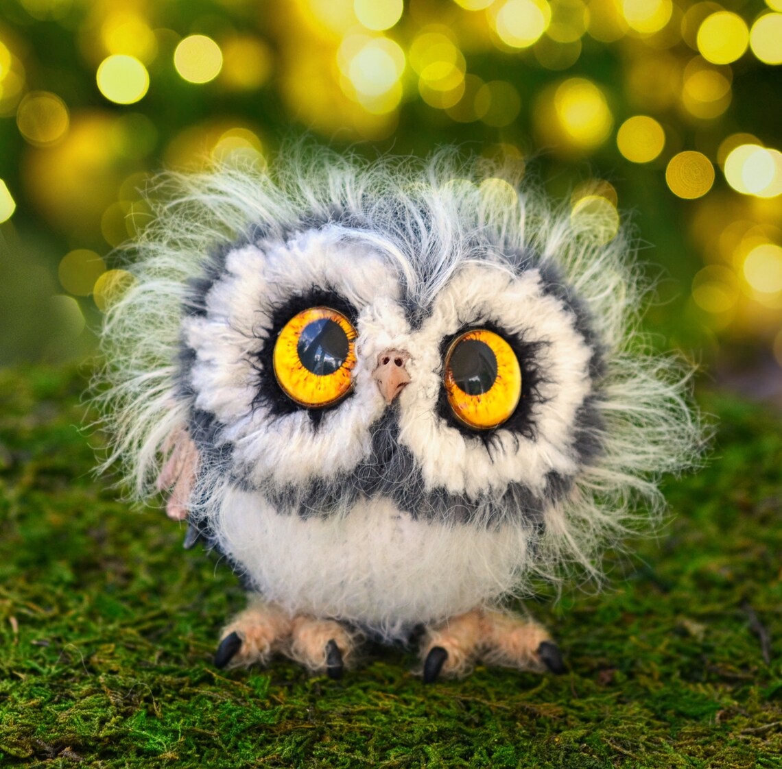 Owl miniature ART Owl animal toy sculpture OOAK owls artist Etsy