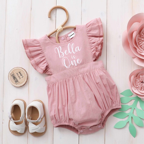 Girls I am One Bespoke Romper in Pink | 1st Birthday Outfit