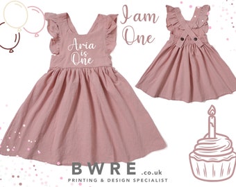 Girls I am One Bespoke Dress in Pink | 1st Birthday Outfit