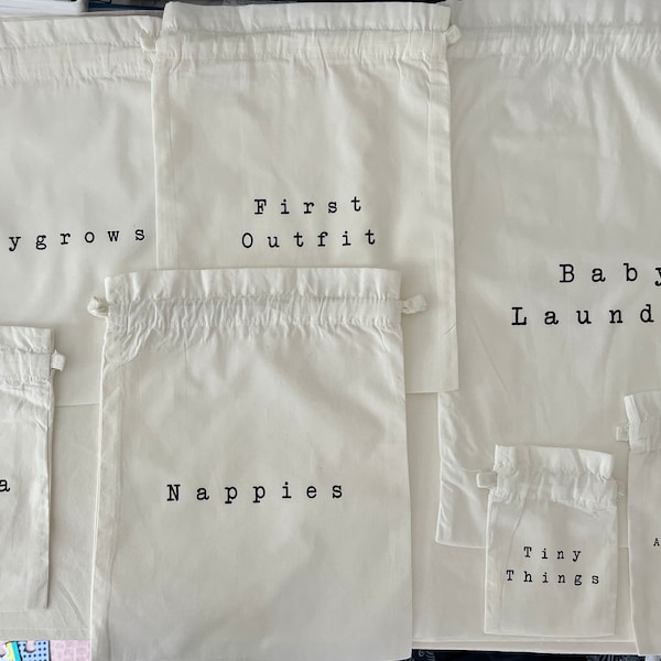 Personalised Hospital Bag Organisers Labour Bags | Organic Cotton bags | Baby Shower Mama To Be Maternity Pregnancy Gift