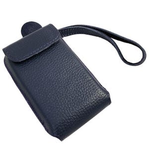 Dexcom G6,one Touchscreen Receiver, Genuine Leather Case with Clip, Navy Flotar