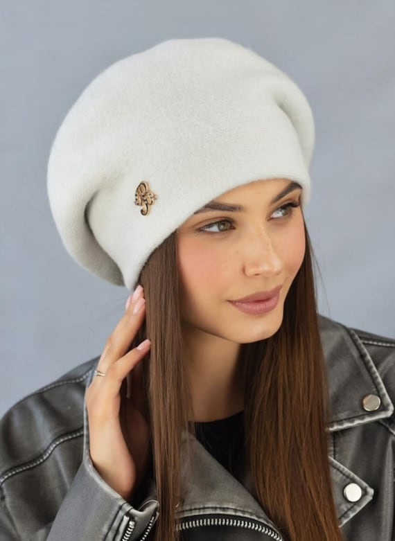 8575 French Wool Beret Soft Rabbit Fur Beanie Hat Knitted Hat Lightweight 71HDx-t991L._AC_UY350_.jpg main image 2