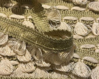 Vintage Green Tassel Fringe Trim: 1990s Upholstery Edging