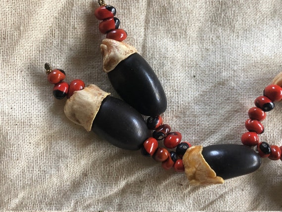 Vintage 1960s African dried Bean and seed necklace, b&hellip; - Gem