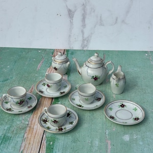 Vintage Miniature China Tea Set: Floral Doll Tea Party