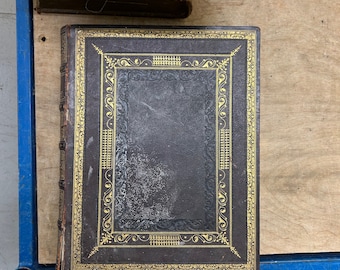 1850s Leather Bound Jesus Christ Book: Illustrated Religious Text