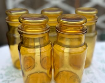 Vintage 1970s French Amber Glass Storage Jar