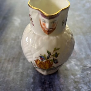 Small Vintage Royal Worcester C51 floral face mug man with a beard worcester collector marked on base with a W and a letter L