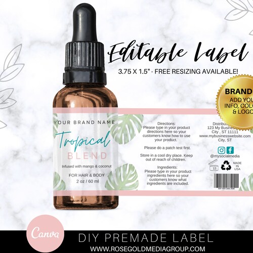 DIY Product Label Custom Product Label Essential Oil Label Etsy