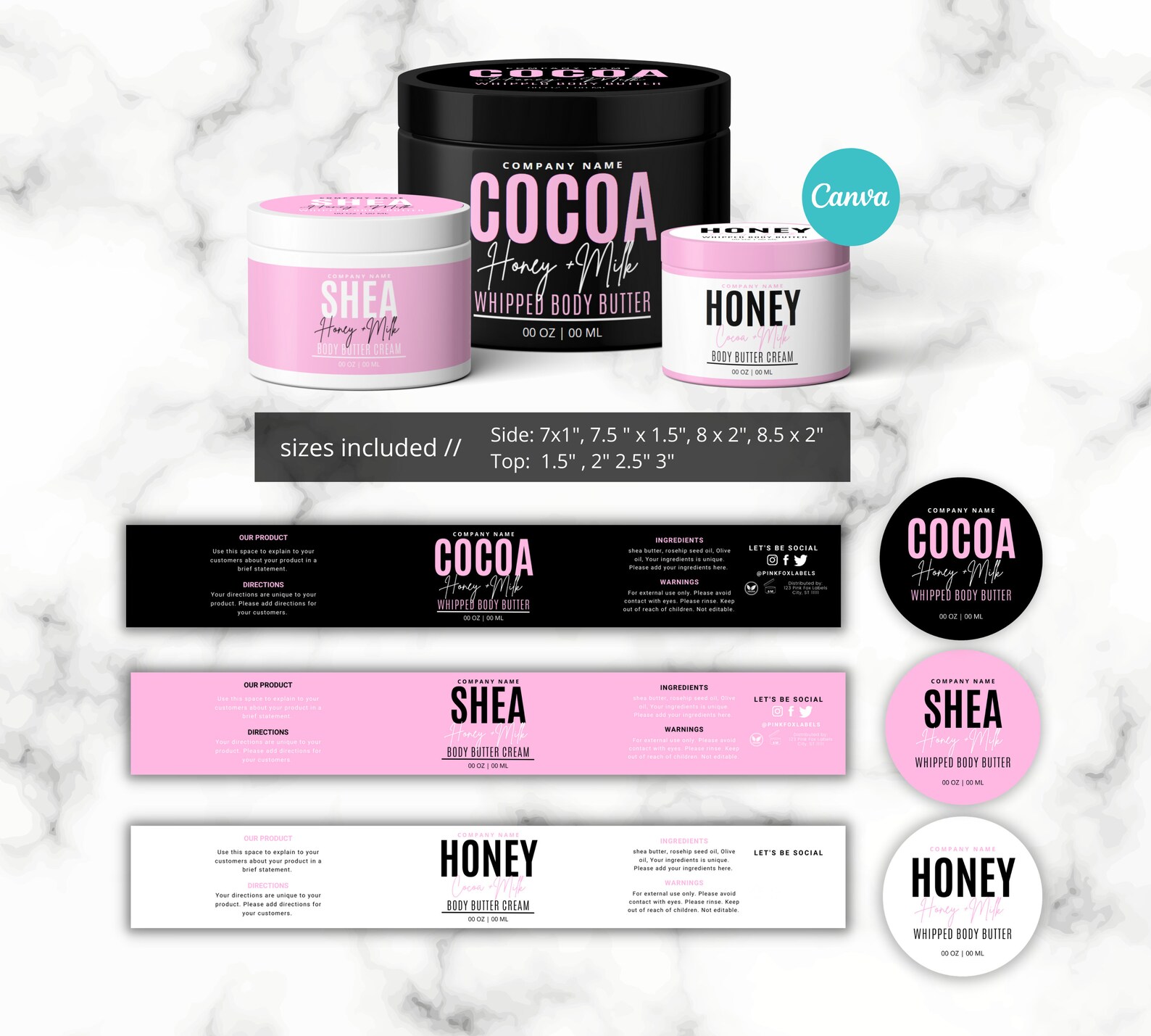 DIY Body Product Jar Label Body Butter Labels DIY Wrap Etsy