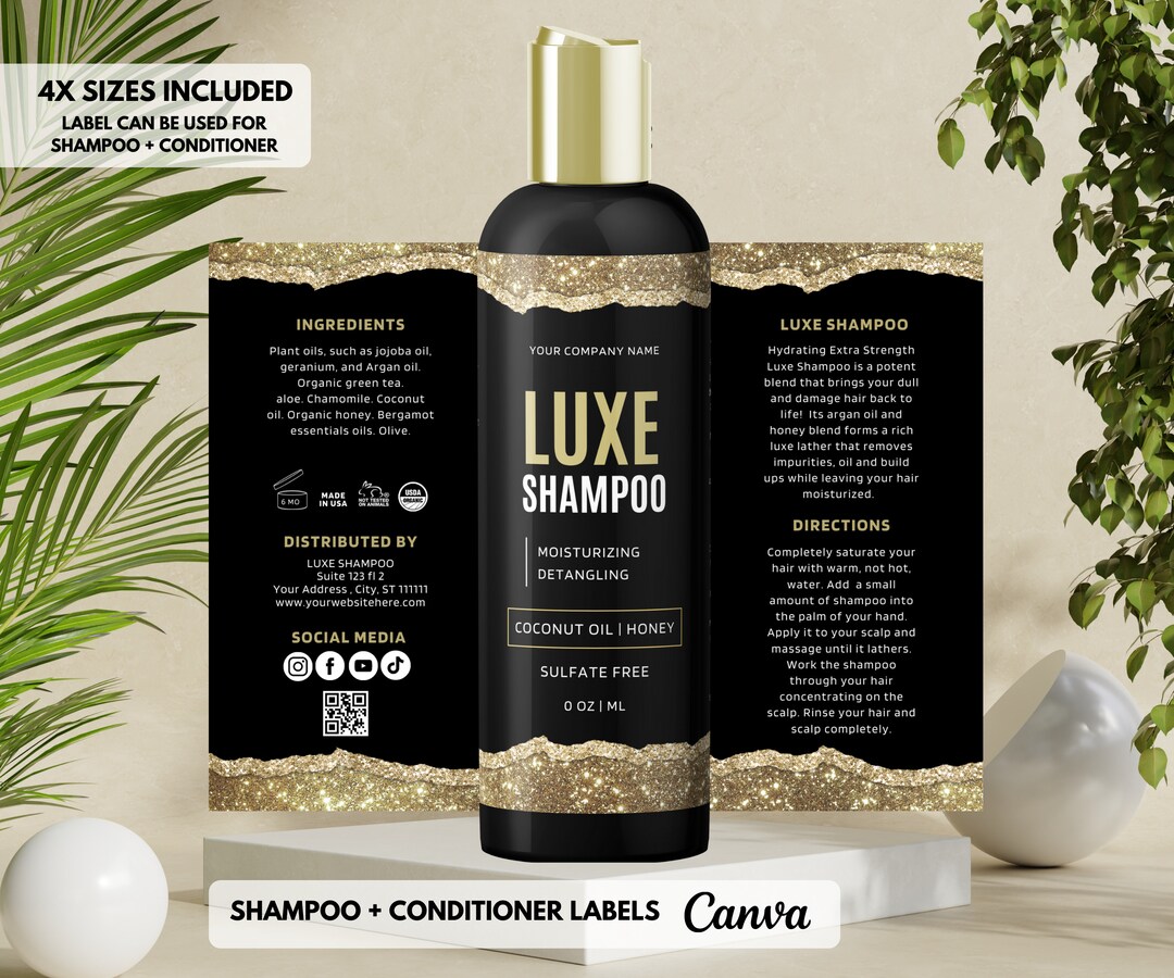 Shampoo and Conditioner Labels DIY Wrap Labels Lid Labels Etsy