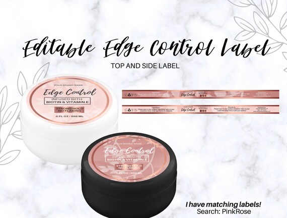 DIY Product Label, Edge Control Label, Custom Product Label, DIY Label,  Edit with Canva