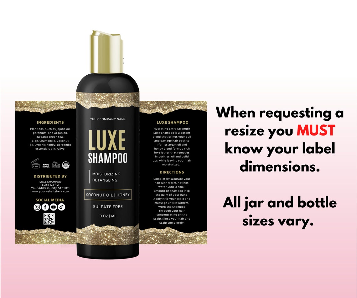 Shampoo and Conditioner Labels DIY Wrap Labels Lid Labels Etsy