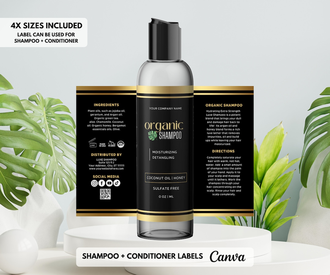 Shampoo and Conditioner Labels, DIY Wrap Labels, Lid Labels, Bottle