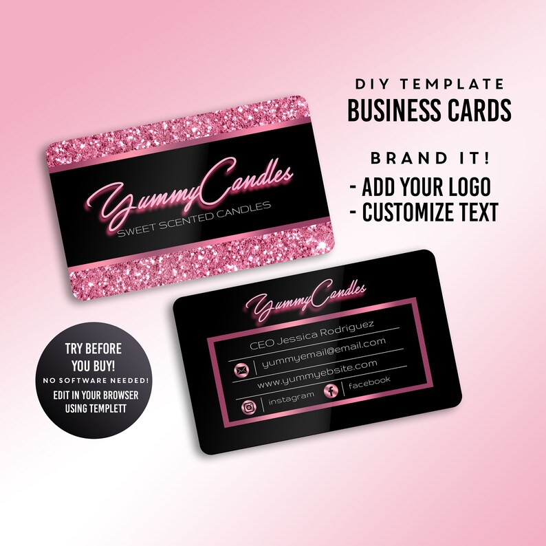 Business Cards Candle Business Card Lash Business Card Hair Etsy
