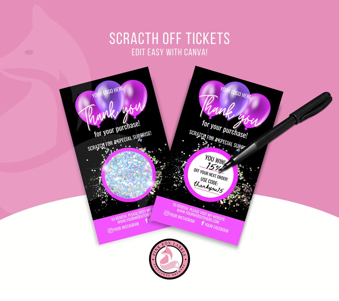 Scratch off DIY Digital File Only Customer Thank You Insert Etsy