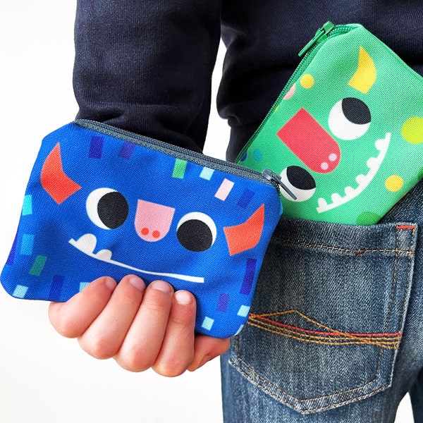 kids canvas monster coin purse | handmade | pocket money | gifts for boys