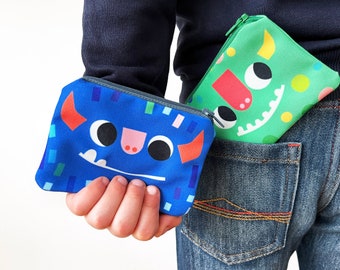 kids canvas monster coin purse | handmade | pocket money | gifts for boys