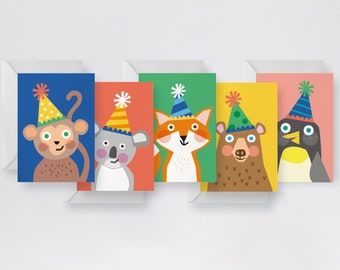 Pack of 5 A6 assorted childrens cards | birthday party invites | blank celebration cards |  Birthday wishes