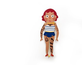 tattooed lady | circus puppet | wall art | childrens bedroom | decoration | nursery | Marionette | nursery decor | ornamental toy