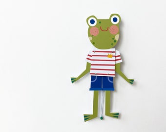 jumping jack animal | frog | kids puppet | wall art | childrens bedroom | decoration | nursery | Marionette | nursery decor | ornamental toy