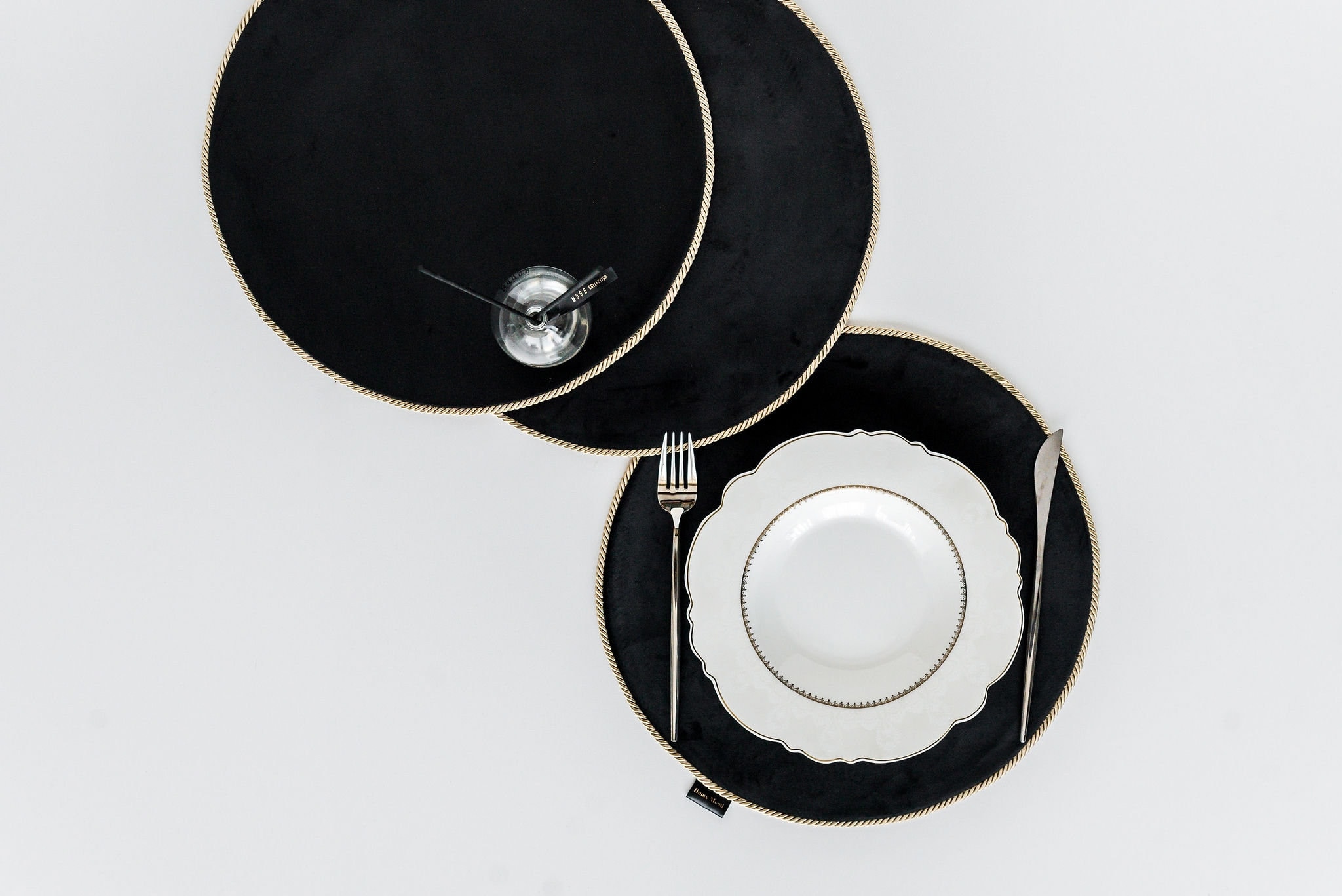Black Velvet Round Placemats, Placemats Set of 4, Table Mats Set of 4